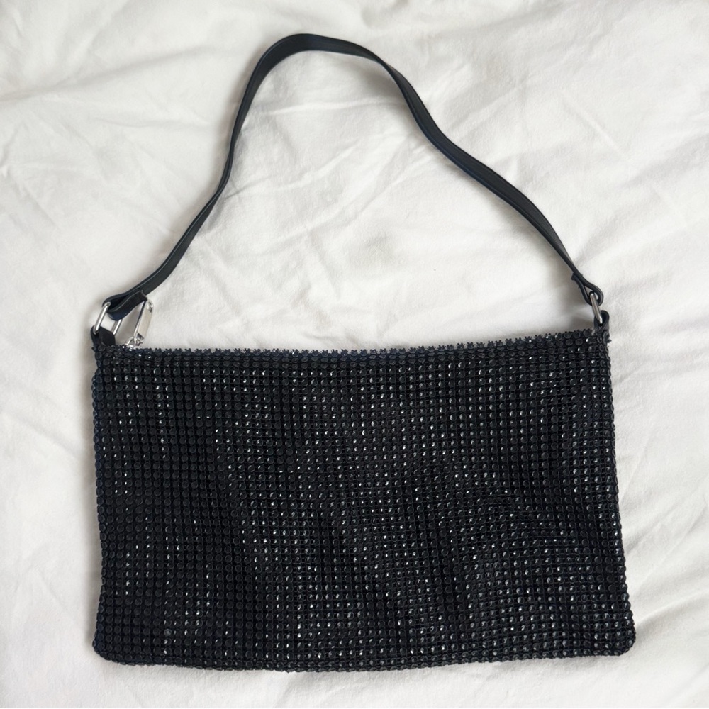Wild Fable | Black Rhinestone Mesh Shoulder Bag